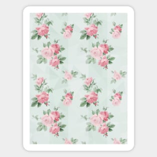 Pink and Teal Shabby Chic Vintage Roses Sticker